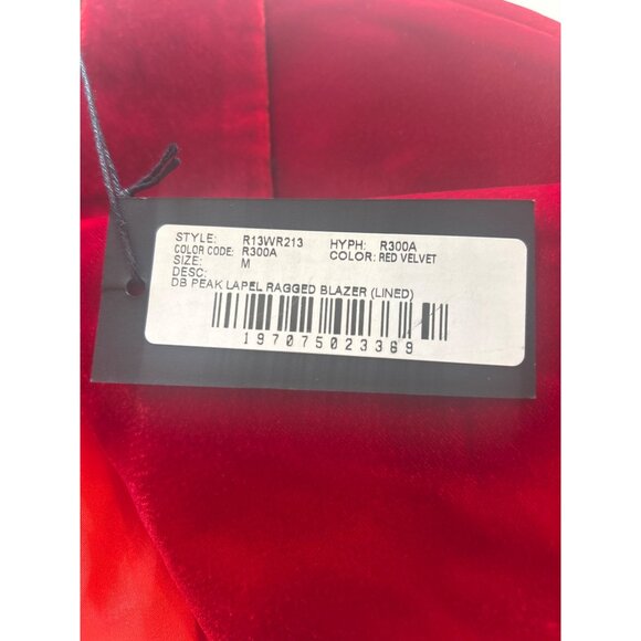 R13 Peak Lapel Ragged Blazer Red Velvet Size Medium NWT $1,295 - Picture 8 of 8